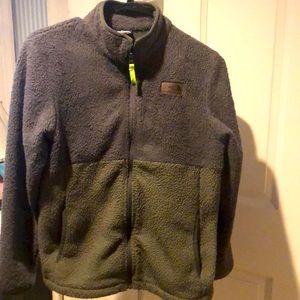 Grey and green fleece north face